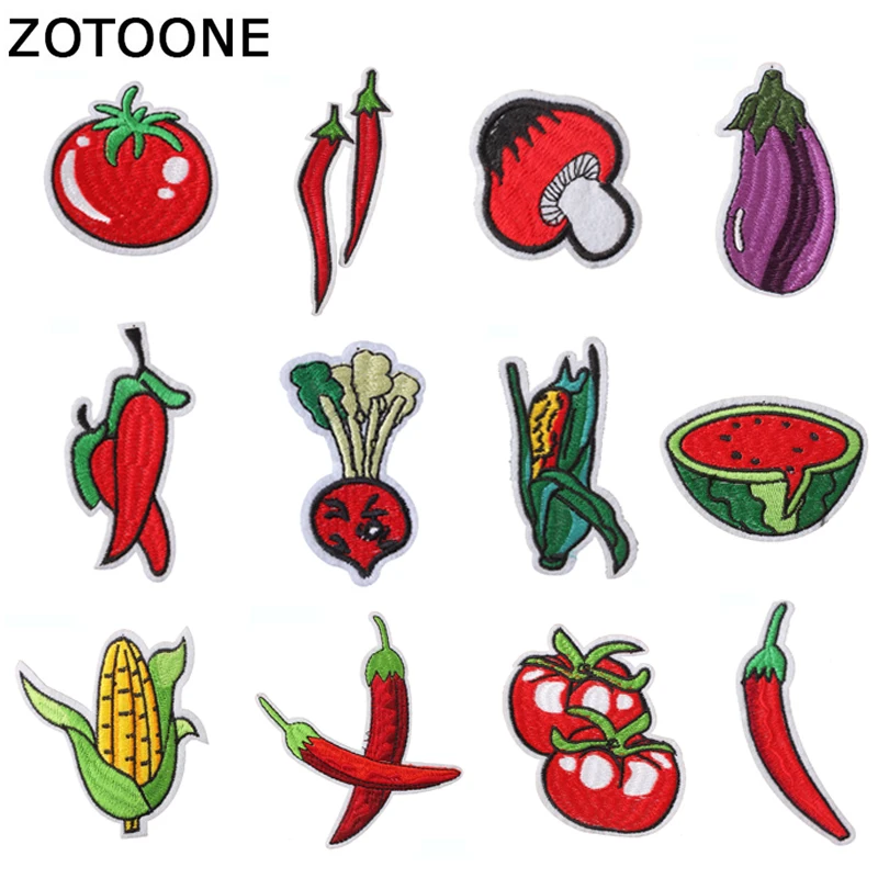 Iron on Vegetable and Fruit Patches for Clothing Stripe Stickers on Clothes Badge Embroidered Patches for The Clothing Appliques