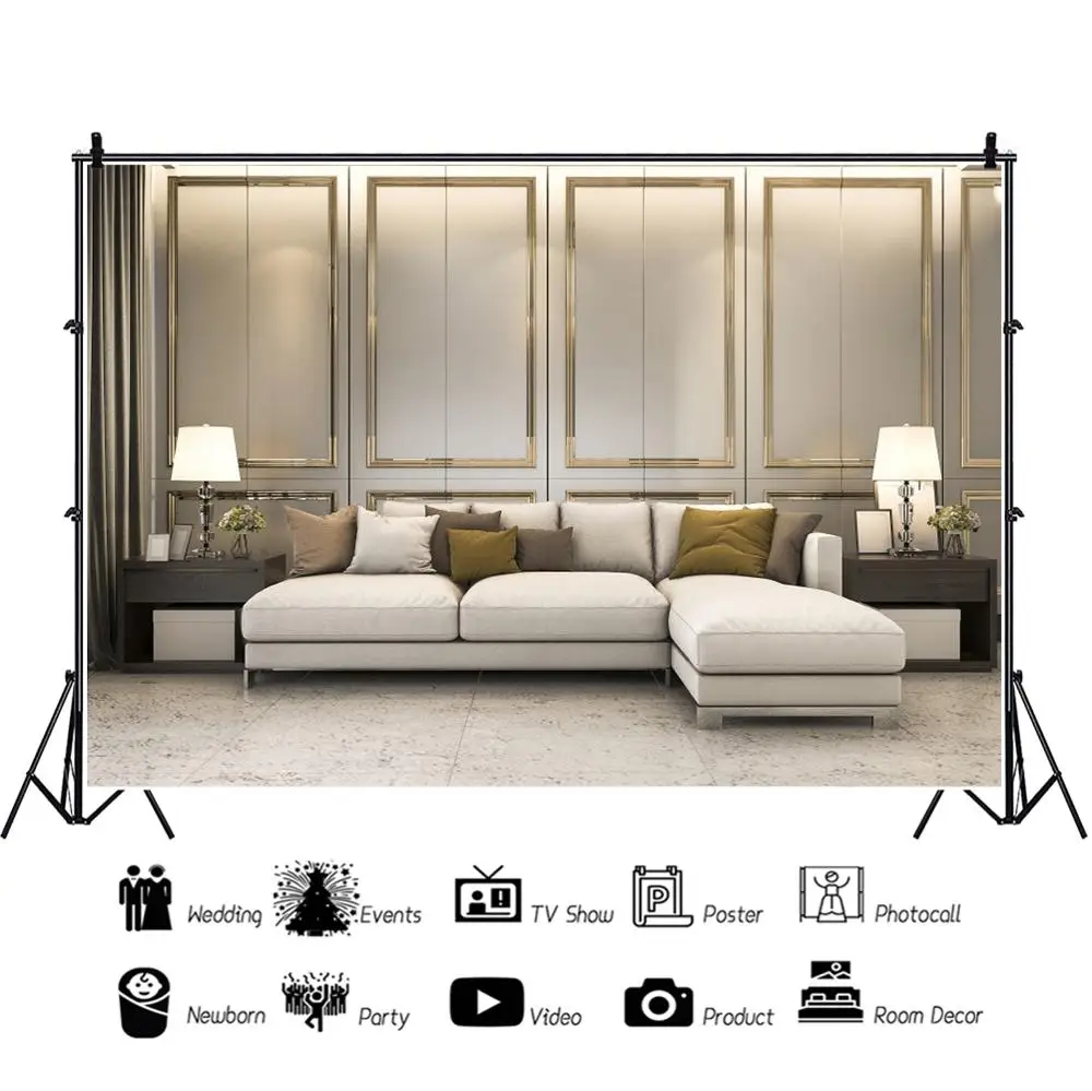 Laeacco-خلفية للتصوير الفوتوغرافي لأريكة غرفة المعيشة ، خلفية كلاسيكية وأنيقة للتصوير الفوتوغرافي واستوديو الصور