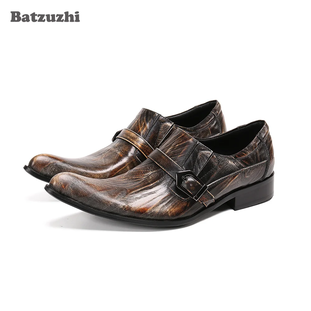 

Batzuzhi Formal Leather Dress Shoes Men Personality Men's Shoes Pointed Toe Buckle Classic Leather Shoes Men Business Chaussures