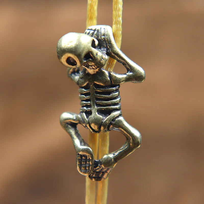 Punk Brass Small Skull Baby Paracord Beads DIY Umbrella Rope Bracelets Accessories Skeleton Body Knife Handle Lanyard Pendants