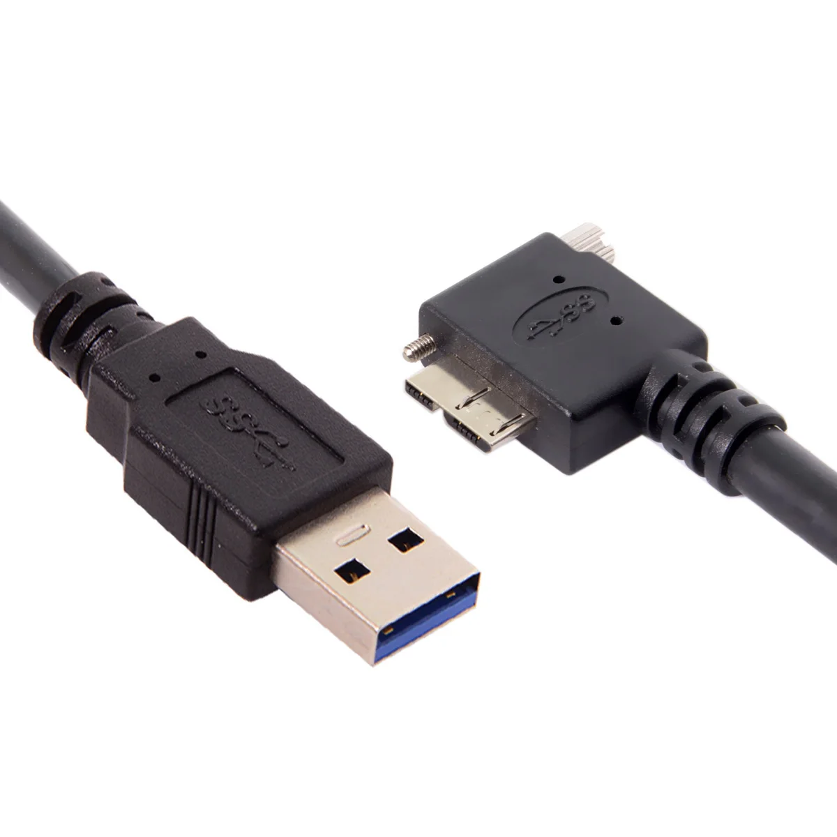 CY USB 3.0 A Male to Micro B Left Angled 90 Degree Cable With Locking Screws for Nikon D800 D800E D810 15ft 5m