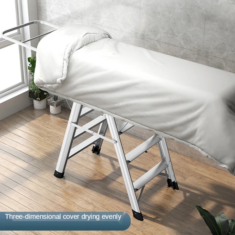 Tendedero de escalera de aleación de aluminio, taburete plegable multifuncional de doble uso para el hogar, con espiga, colcha gruesa