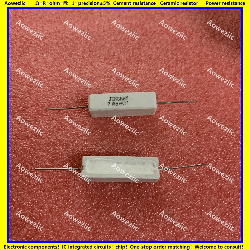 

10Pcs 7W56RJ 7W56ΩJ RX27 Horizontal cement resistance 7W56 ohm 56R 7W 56RJ 56Ω Ceramic Resistance precision 5% Power resistance