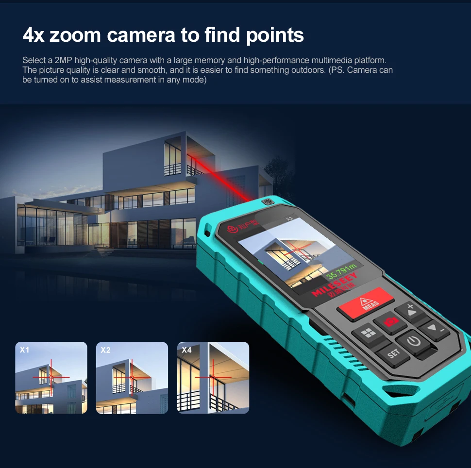 Mileseey S2 Bluetooth Laser Rangefinder 60/80/100m Laser tape Rechargerable Handheld Laser Distance Measure