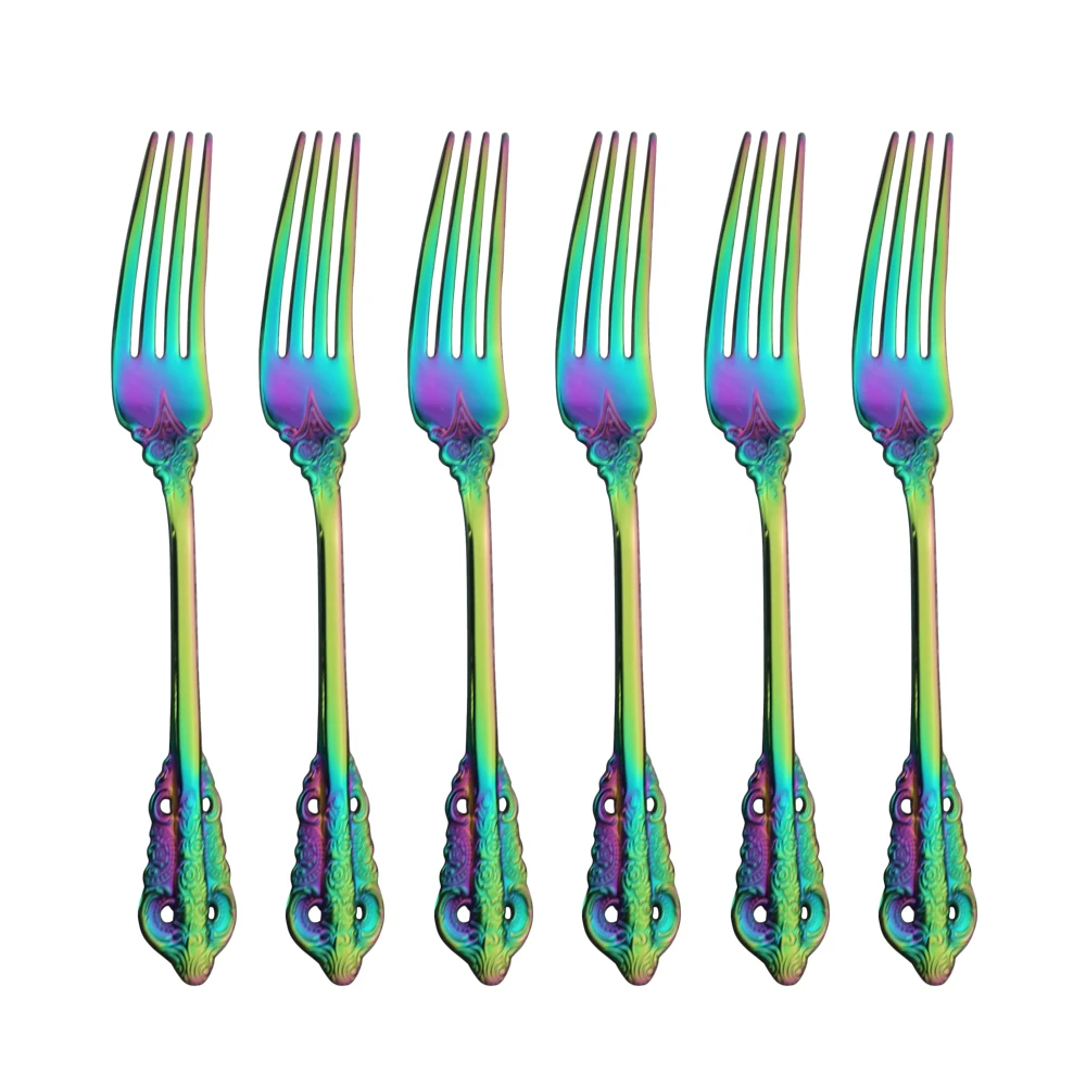 Dinnerware Rainbow Fork Court Style Tableware Cutlery Set Stainless Steel Cutlery Set Sliverware Suitable for Kitchen Outdoor