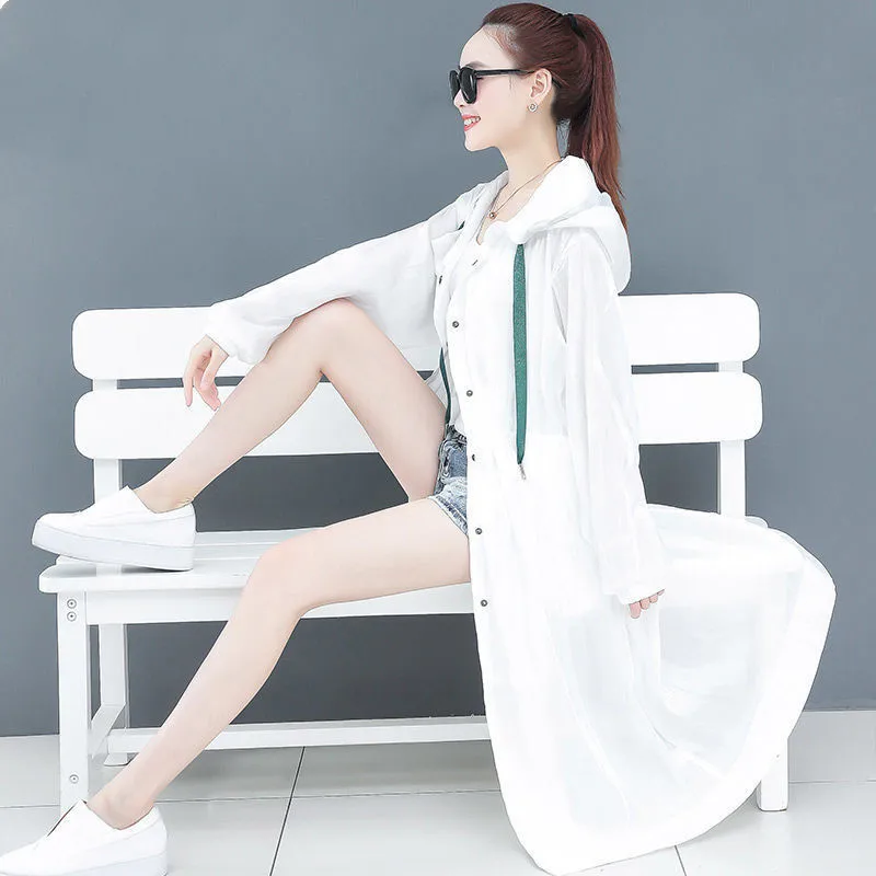 2022 giacca a vento lunga da donna con cappuccio protezione solare abbigliamento donna sottile cappotto Anti-UV cappotto giacca da donna D1071