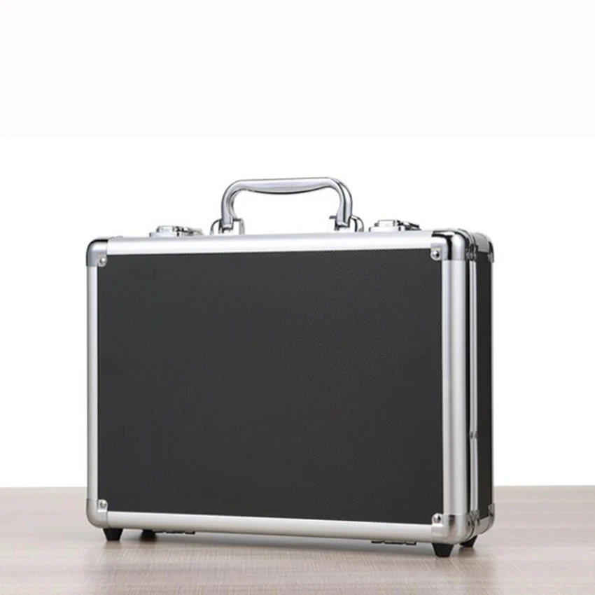 Aluminum Hard Case Briefcase Silver / Black Tool box Carrying Case with Cloth Lining Flight Cases Portable Equiment Tool Case