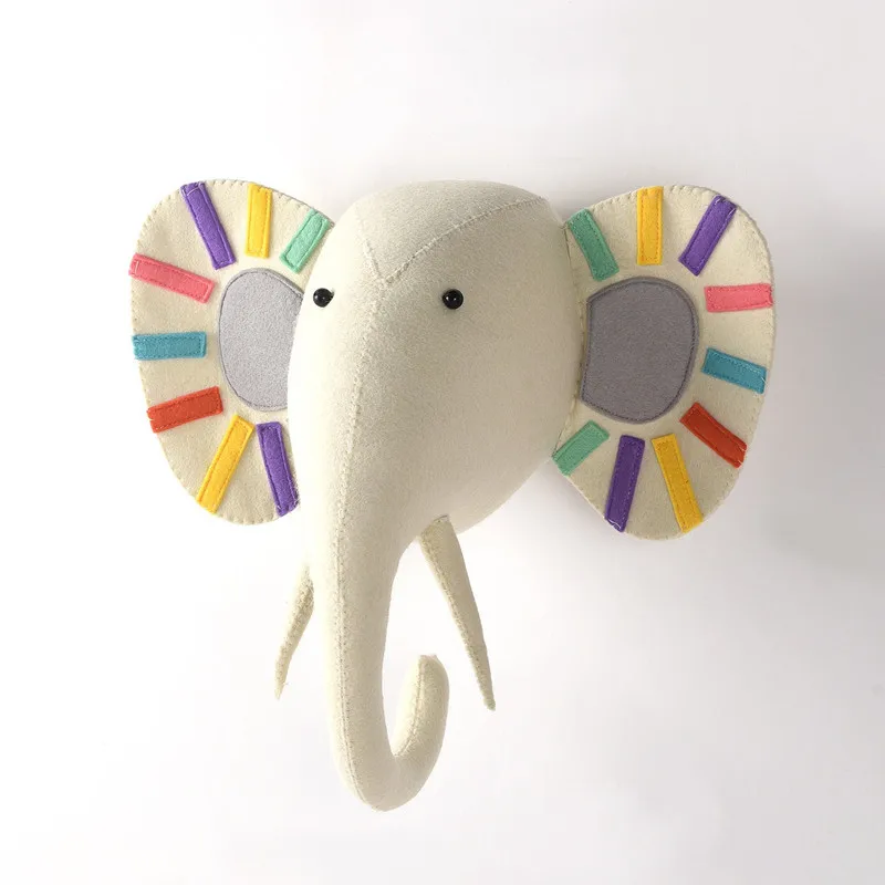 

Stuffed Animal Head Wall Decoration Plush Toys Elephant Head Wall Mount Artwork For Baby Kids Girs Bedroom Wall Hanging Gifts