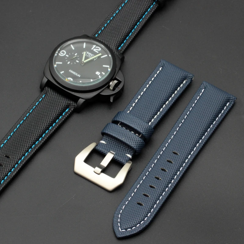 Correa de fibra de carbono y nailon para reloj Panerai PAM1661 441, GT2, Magic2, BELL ROSS, 22MM, 24MM, azul y negro