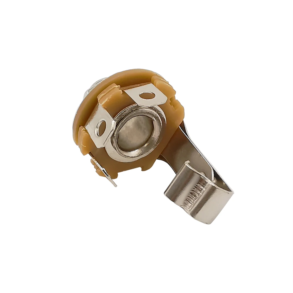 5Pcs Nickel Plated 6.35mm 1/4\'\' Mono Audio Jack Solder Connector 6.35 mm 2 Poles Female Socket Panel Nut With Switch Connectors