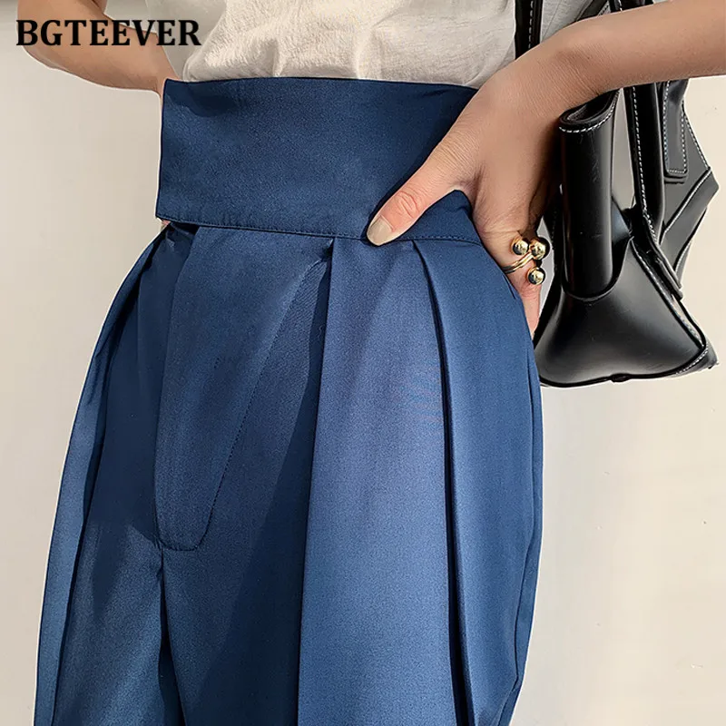 BGTEEVER Elegant High Waist Women Harem Pants Autumn Workwear Loose Female Pants 2020 Office Ladies Trousers