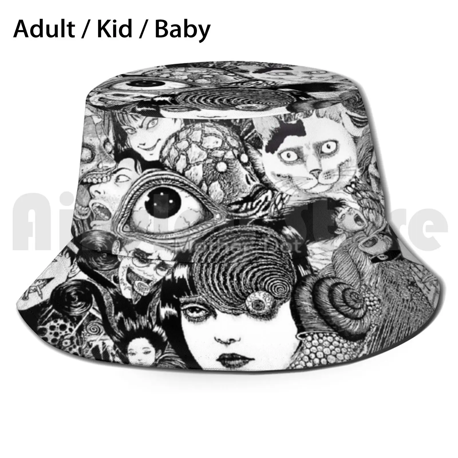 Junji Ito Creepy Faces Sun Hat Foldable UV Protection Junji Ito Tomie Uzumaki Souichi Manga Anime