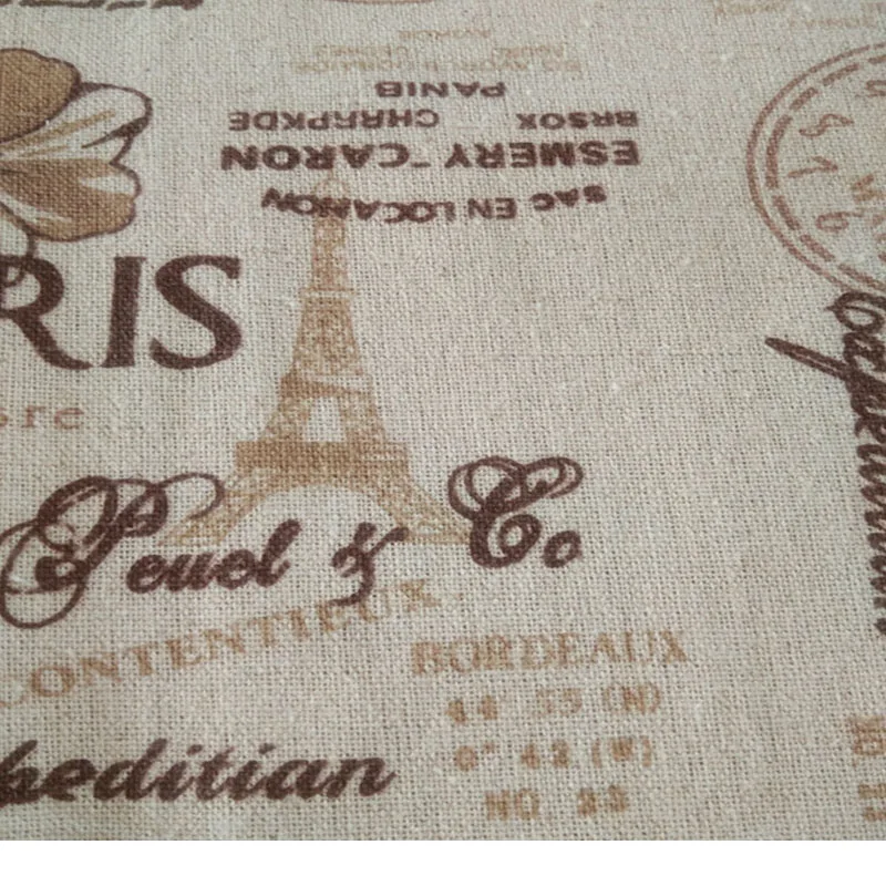 Retro nadruk Paris Cotton Linen mieszanka tkanin DIY szycie tapicerka pościel Labric na zasłony obrusy torby materiał do dekoracji wnętrz