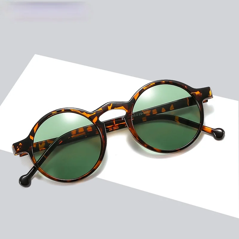 Vintage Round Sunglasses Women Men Classic Brand Leopard Beige Sun Glasses Shades Ladies UV400 Sunglass Green Eyewear