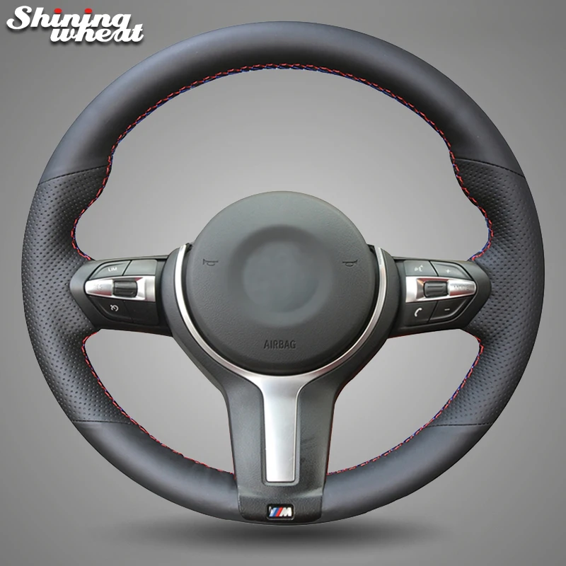 

Shining wheat Genuine Leather Steering Wheel Cover for BMW M Sport F30 F31 F25 F32 F33 F36 F34 F10 F11 F07 X3 X1 F48 X2 F39