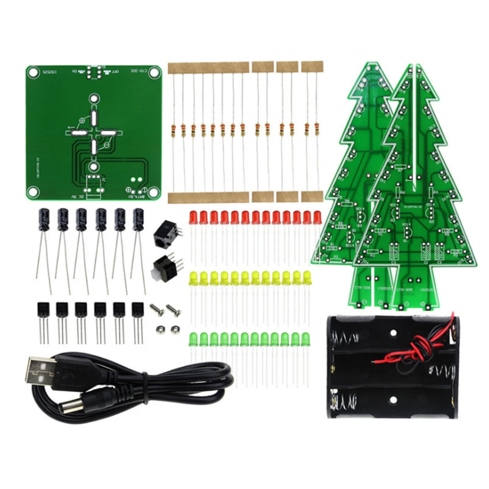 

3D DIY 7 Color/3 Colors Light Flash LED Circuit Christmas Trees LED Colorful LED kit