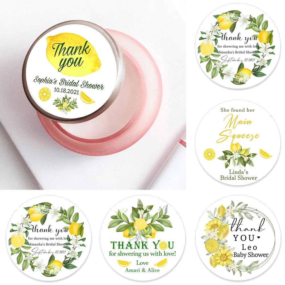 

Lemon Thank You Stickers Customized Logo Wedding Decor Bride To Be Hen Bachelorette Party Decor Label Bridal Shower Girl Favors