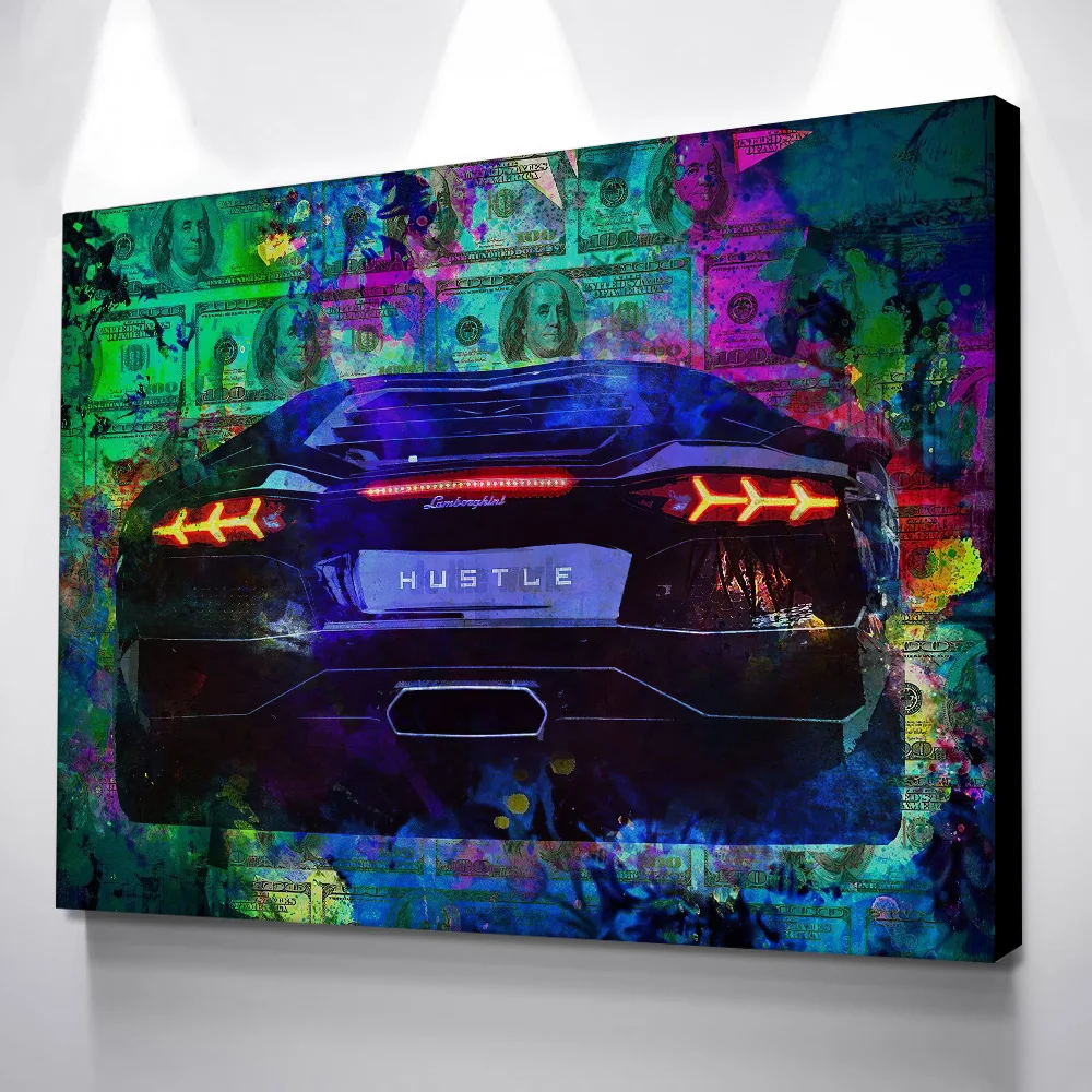 

HD печать живопись черный автомобиль граффити домашний декор холст плакат крутой подарок модульные фотографии современная гостиная без рамки настенное искусство