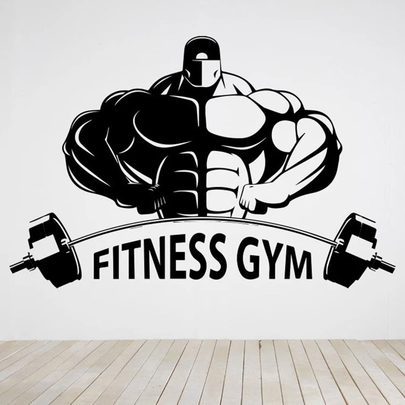 Bodybuilder Gym Wall Decals Fitness Sport Muscles Wall Sticker Vinyl Decal Mural Removable Gym Decoration Accessories C361