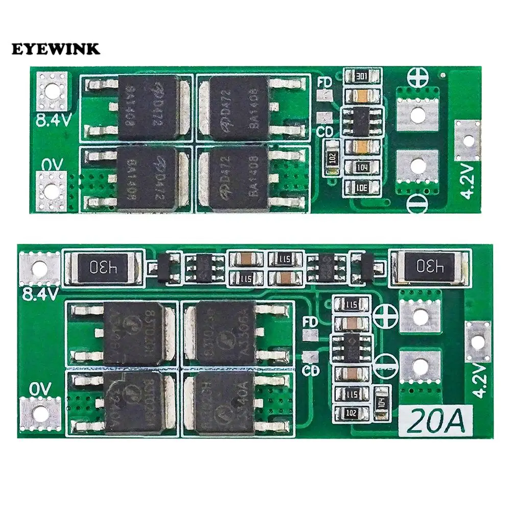 2S 10A 20A 7.4V 8.4V 18650 Polymer Lithium Battery Protection BMS Board Standard Balance Module Diy Electronic