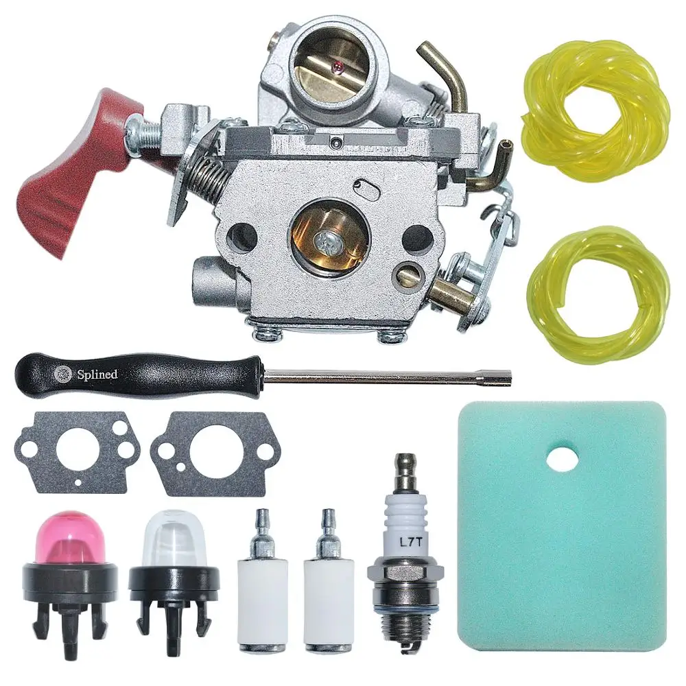 C1M-W44 Carburetor Carb with Air Fuel Filter Line Kit For Craftsman Poulan 33CC PP333 PP330  Gas Trimmer 545008042  ZAMA W44