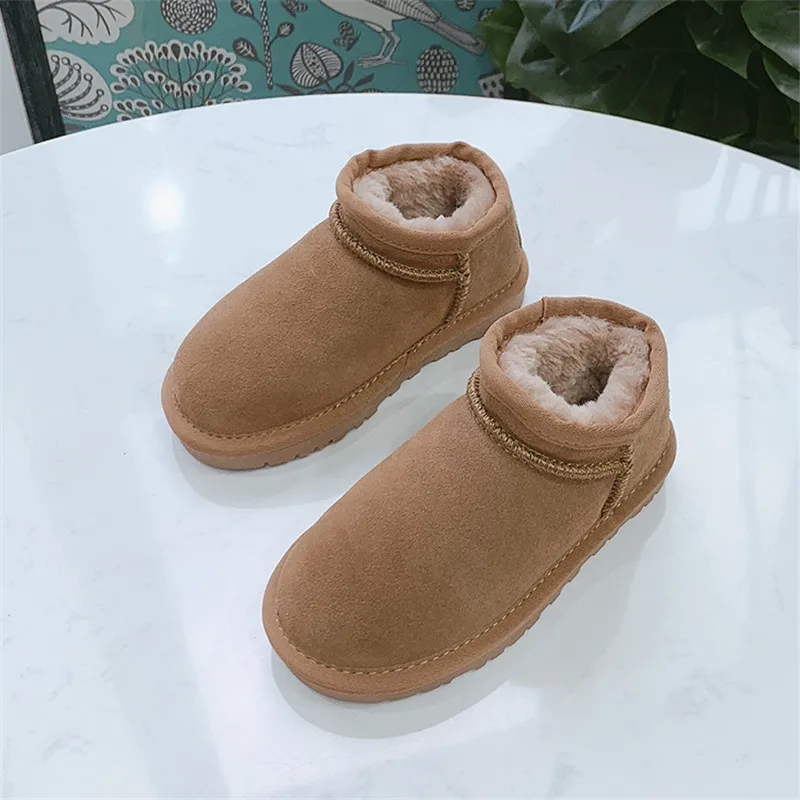 High Quality Boys Girls Ankle Boots 2022 Children Australia Classic Style Snow Boots Winter Warm Leather Flats Warterproof Shoe