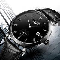 GUANQIN Men Automatic Self-Wind Date Sapphire Wrist Watch Top Brand Luxury Mechanical Wristwatch Leather Strap Waterproof Clock