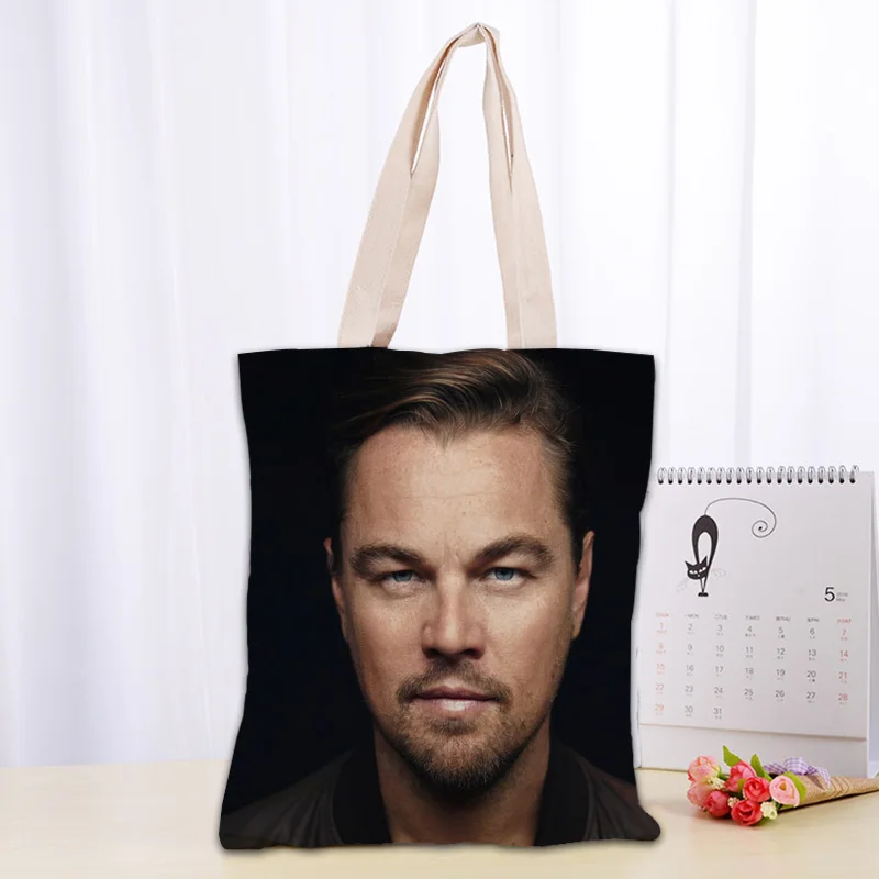 Handbags Leonardo DiCaprio Canvas Tote Bag Cotton Cloth Shoulder Shopper Bags for Women Eco Foldable Reusable Shopping Bags 0331