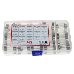 150Pcs/Box 6x30mm Fast-blow Glass Fuse Assorted Kit 0.25A 0.5A 1A 2A 3A 4A 5A 6A 7A 8A 10A 15A 20A 25A 30A