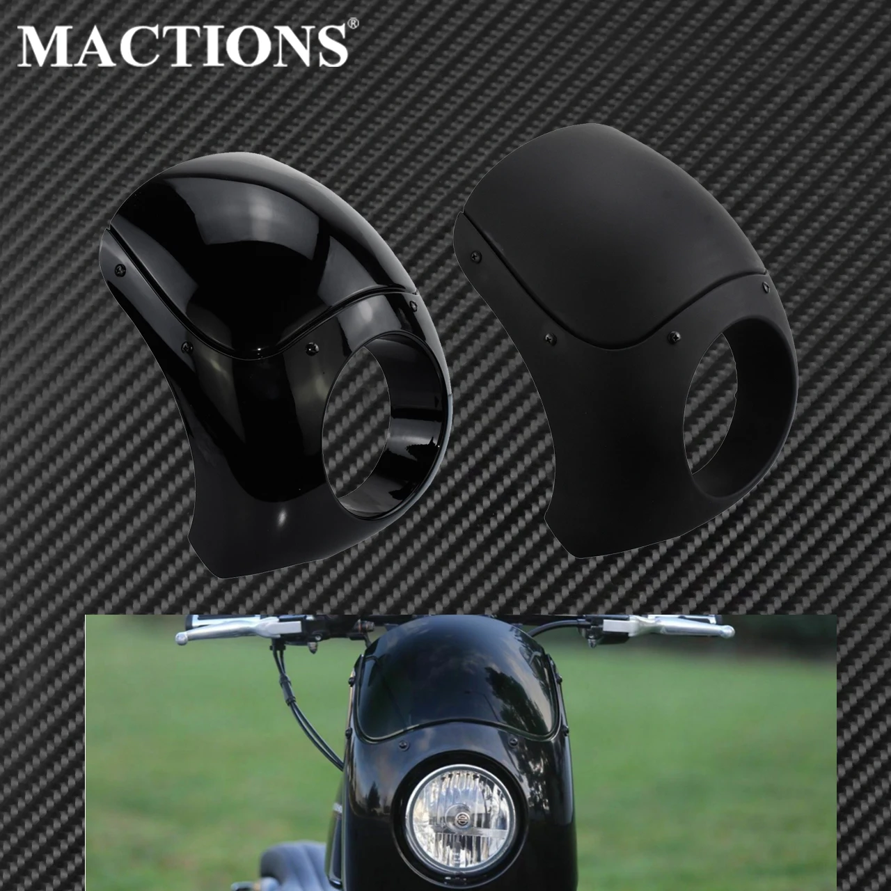 

5-3/4" Motorcycle 5.75" Headlight Fairing Windshield 35-49MM Fork Tubes For Harley Sportster Touring Road Street Glide Dyna FXD