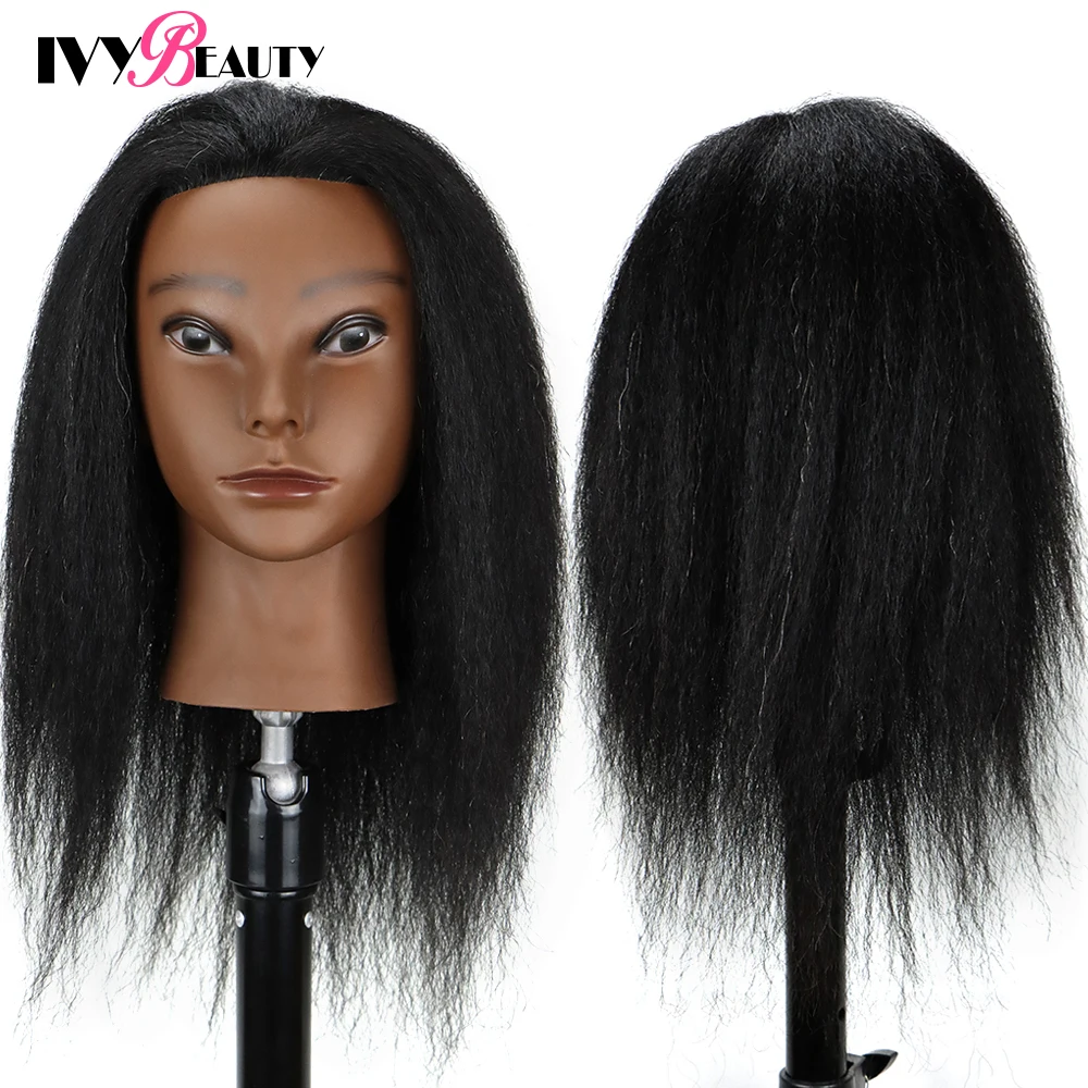 African Mannequin Head 100% Real Human Hair Mannequin Manican Heads With Wig Stand Tripod For Styling Braiding Practice 161Cm