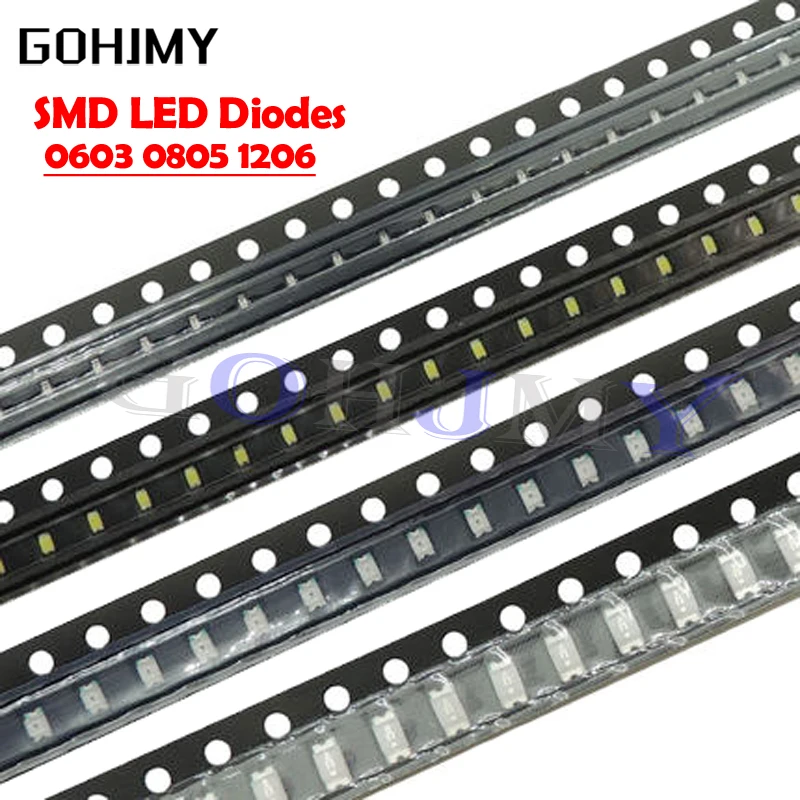 100pcs 0402 0603 0805 1206 1210 3528 5050 5730 smd led light emitting diode transparent red yellow green white blue LED Diode