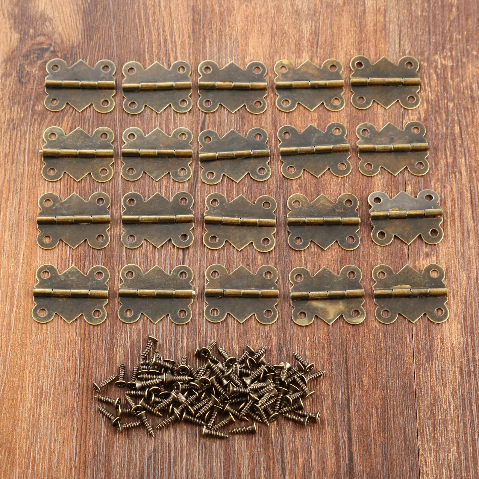 20 Teile/los 20*25mm Schmetterling Scharniere 4 Löcher + 80 schrauben Antike Bronze Schrank Schublade Schmuck Holz Box wein Fall Decor Möbel