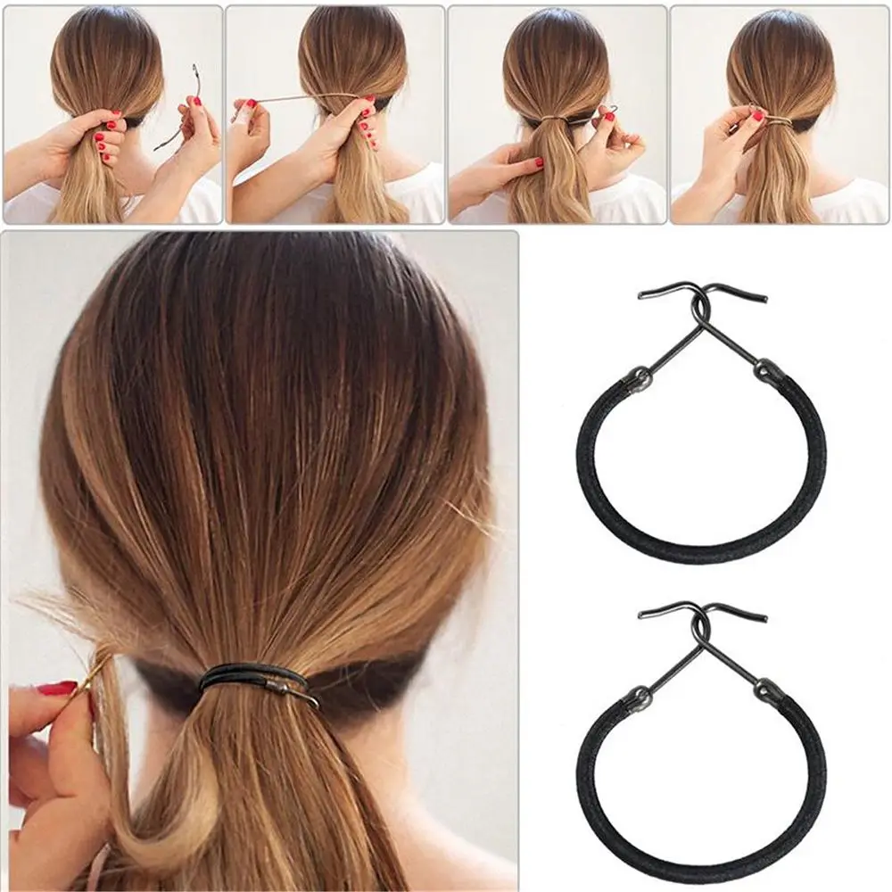 5pcs Fashion Rubber Bands Hooks Hair Styling Ponytail Hooks Holder Bungee Bands Women Girls Hair Styling Tools