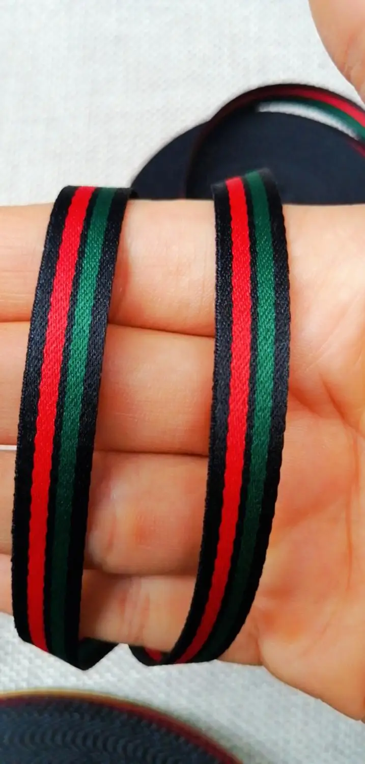 Hot 2M 1cm green red black Webbingstripes Grosgrain Ribbon diy Clothing bow sewing accessories christmas decorations gift ribbon