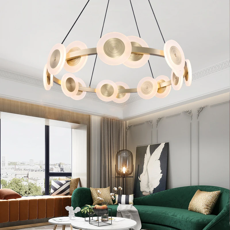 

Artfan Ceiling Lamp Light Simple Luxury Designer Morden City Vibe All Copper Glass Crystal Dining Room Living Room