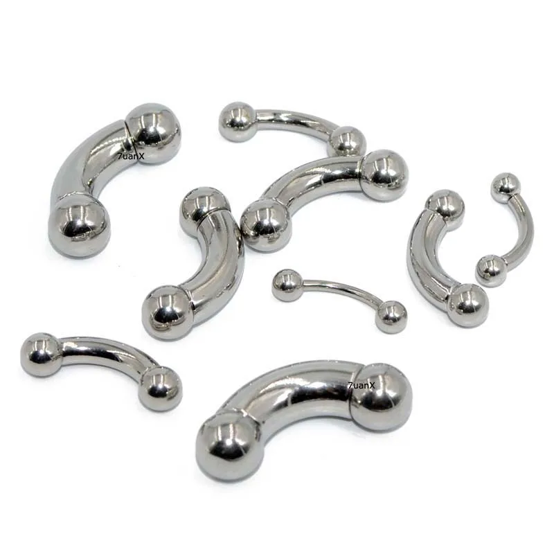 1 Piece Extra Size Curved Barbell Ear Lobe PA Piercing Body Jewelry Stainless Steel Silver Color Internally Thread