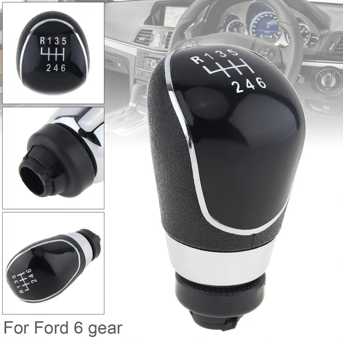 Manual Transmission 6 Speed Gear Shift Handball Knob for Ford Focus / Fiesta / Mondeo 2007-2013 6 Gear Models