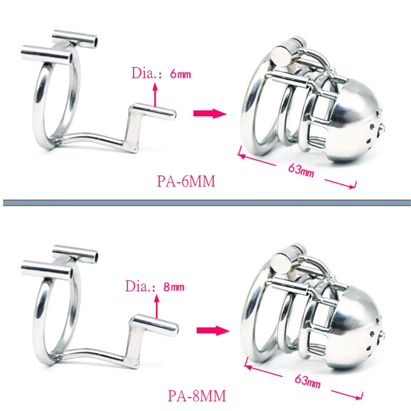 New 316L Stainless Steel Male Through Hole PA Chastity Device,Penis Ring,Cock Cage with Catheter,BDSM Sex Toys For Men