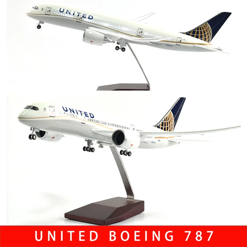 JASON TUTU 43-47cm UNITED Boeing b787 Airplane Model Aircraft 1/160 Scale Diecast Resin Light and Wheel Plane Gift Collection