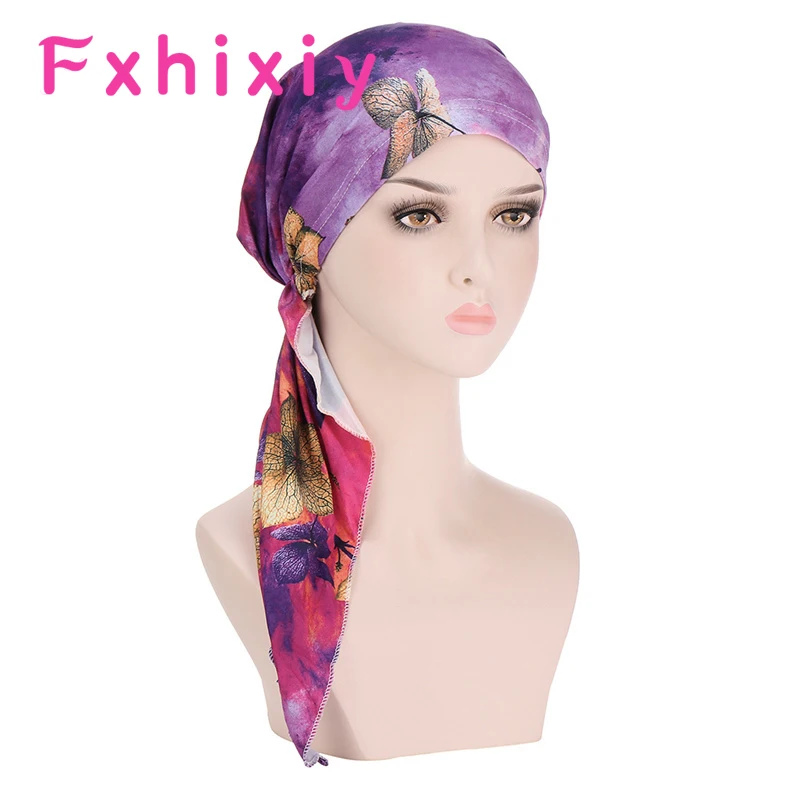 

New Trendy Muslim Women Head Scarf Ladies Pre-tied Turban Bandana Chemo Cancer Hair Loss Head Wrap Fashion Print Headdress