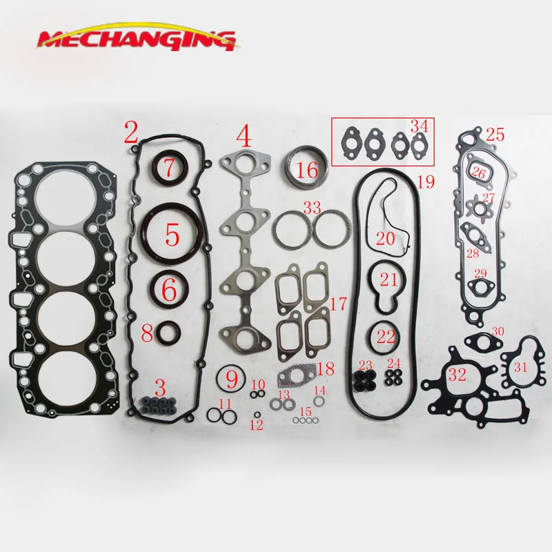 1KZ 1KZTE 1KZ-TE For TOYOTA HILUX Engine Rebuilding Kits Full Set Automotive Spare Parts Engine Gasket 04111-67020 51010600