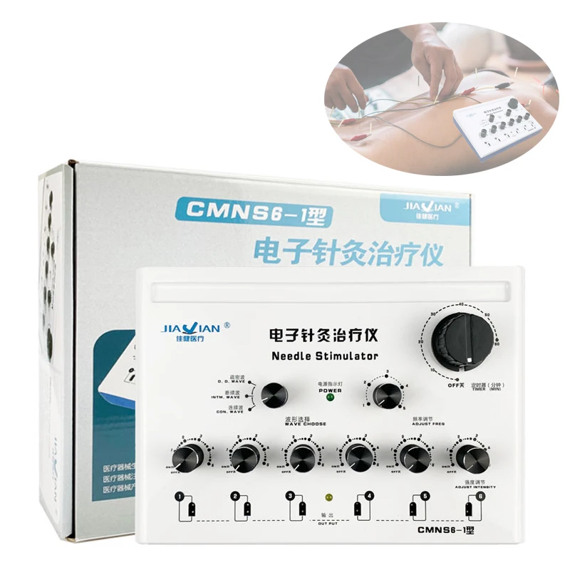 Electric Acupuncture Health Stimulator Machine CMNS6-1 Nerve Muscle Electrostimulation Needle 6 Output Patch Massager