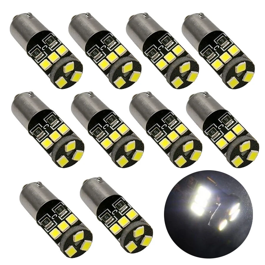 100PCS BA9S T4W H6W 2835 SMD CANBUS White 9 LED Car Wedge Side Dome Map Reading License Plate Parking Light Lamp Bulb 12V