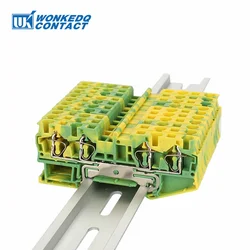 ST4-QU-PE Ground Wire Connector Terminal Block Spring ST 4mm² 2-in/out Electric Din Rail Grounding ST 4-QUATTRO-PE