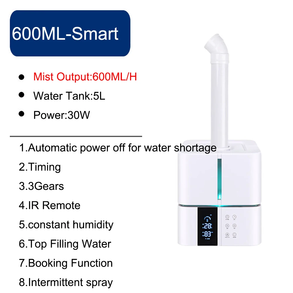 

5L Humidifier Household Office Ultrasonic Atomizer 350ml/h Air Purifying Mist Maker Timing With Intelligent Touch Screen