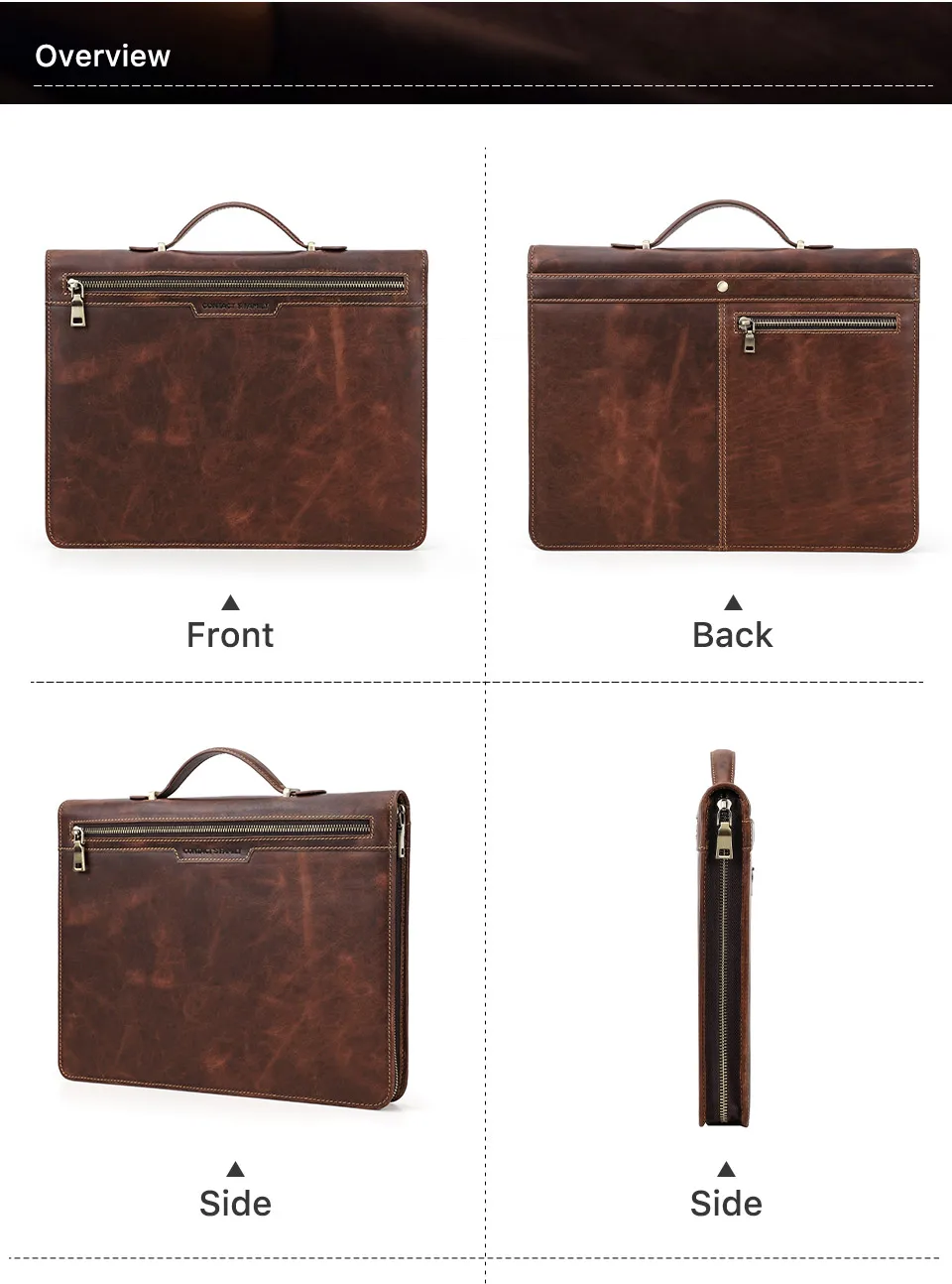 MacBook Pro Air 13 iPad Pro 13 12,9 Portfolio Datei Ordner Kuh Leder Cover Veranstalter Reise Business Office Dokument Aktentasche – Detail 13