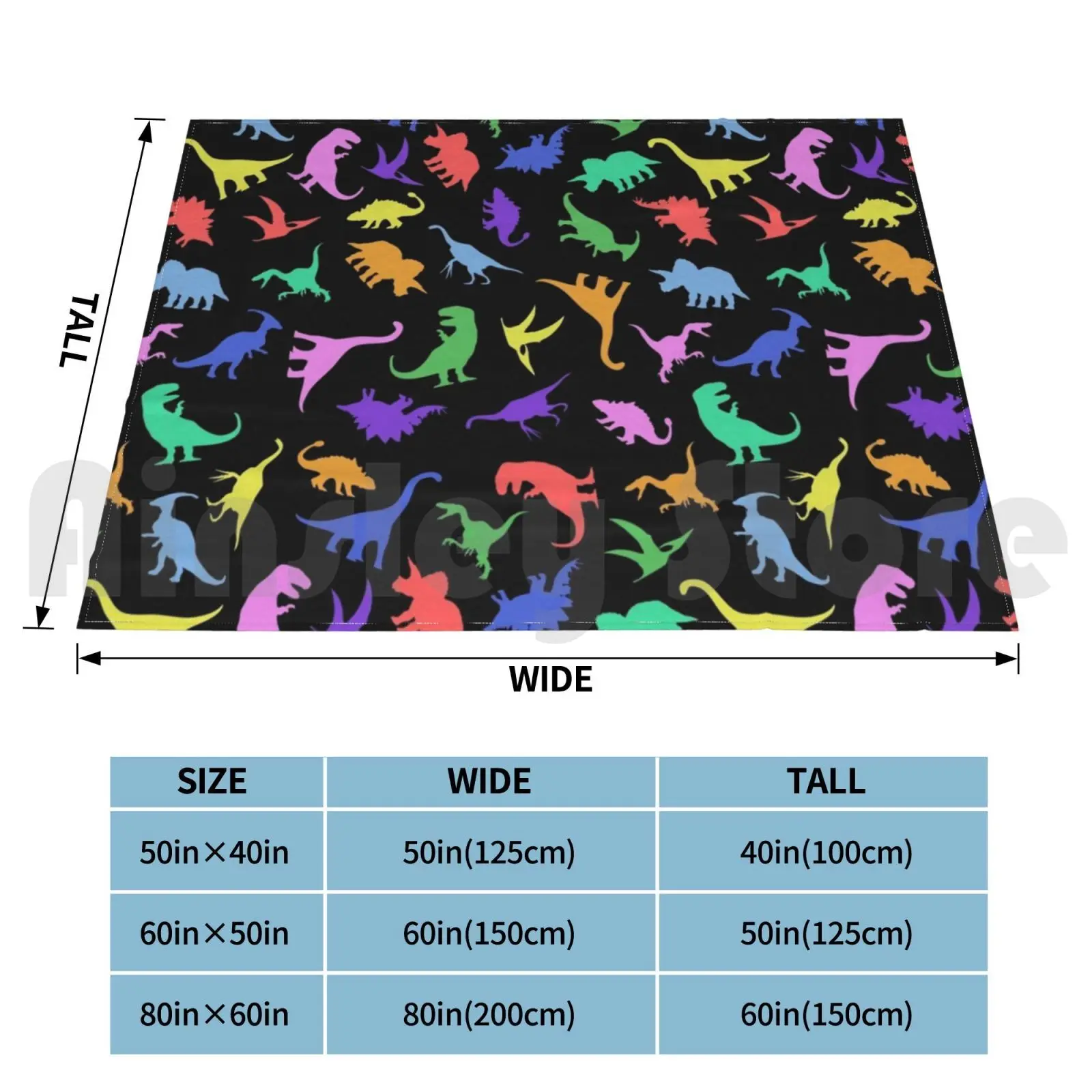 Fun Dinosaur Pattern ( Black Background ) Blanket For Sofa Bed Travel Dinosaur Dinosaurs Dino Dinos