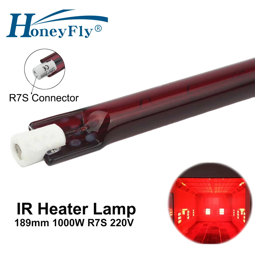 HoneyFly 1pc J189 220V 1000W Infrared Halogen Lamp 189mm R7S Heater Tube Single Spiral for Heating Drying Quartz Tube Glass