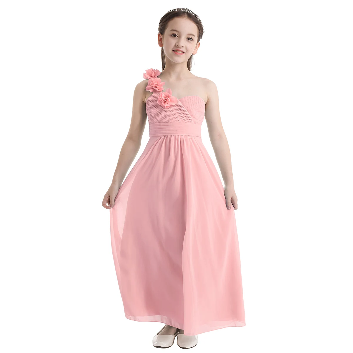 Summer Girls Dress Children Clothing Party Princess Baby Kids Girls Wedding Prom Dress One-shoulder Chiffon Tulle Lace Dancewear